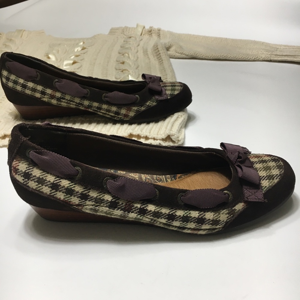 Sperry Plaid Wedges Dress Heel with Ribbon Bow - Picture 3 of 8